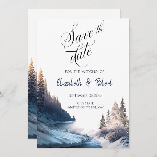 Landschap, Natuur, bos sparen de Datum Save The Date (Voorkant / Achterkant)