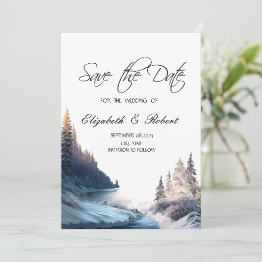 Landschap, Natuur, bosrivier sparen de datum Save The Date (Staand voorkant)