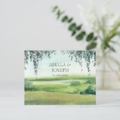 Landschap natuur grasbomen bruiloft uitnodiging briefkaart (Staand voorkant)