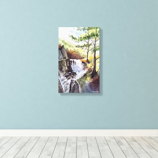 Landschap Natuur River Waterverf Print Canvas (Insitu (Houten vloer))