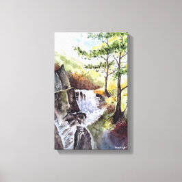 Landschap Natuur River Waterverf Print Canvas