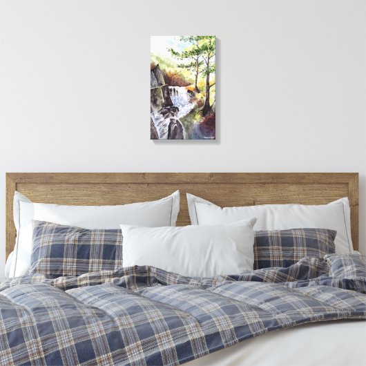Landschap Natuur River Waterverf Print Canvas (Insitu (Slaapkamer))