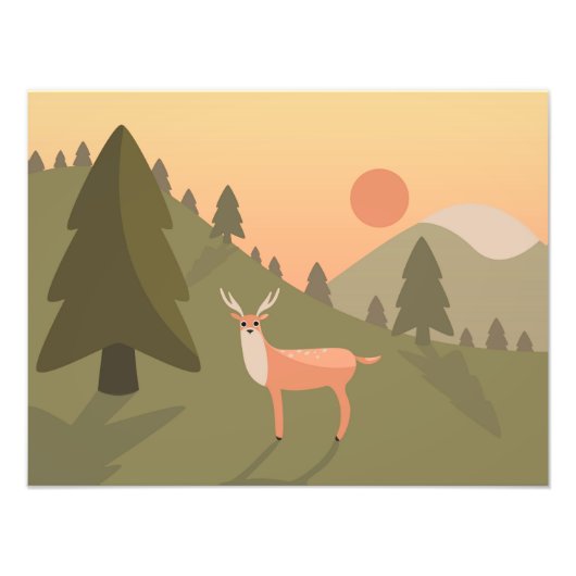 Landschap Natuur van het Deer-gebergte Wilde Park  Foto Afdruk (Voorkant)