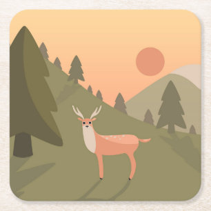Landschap Natuur van het Deer-gebergte Wilde Park  Kartonnen Onderzetters