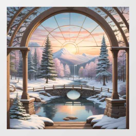 Landschap natuur zonsondergang Lake Mountain Raamsticker (Vel)