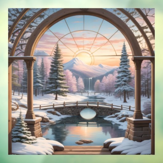 Landschap natuur zonsondergang Lake Mountain Raamsticker (Vel 3)