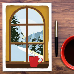 Landschap New Winter Sunrise Blank Kaart