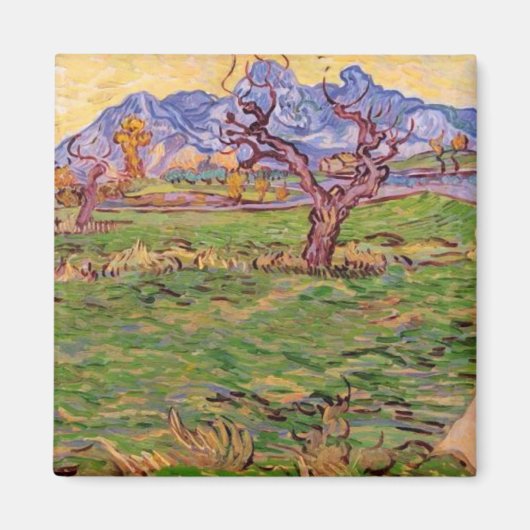Landschap, olijfbomen, bergen Van Gogh Fine Art Magneet (Voorkant)