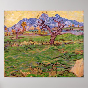 Landschap Olijfboomgebergten, Van Gogh Fine Art Poster