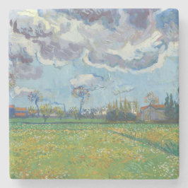 Landschap onder een stormachtige hemel Vincent Gog Stenen Onderzetter