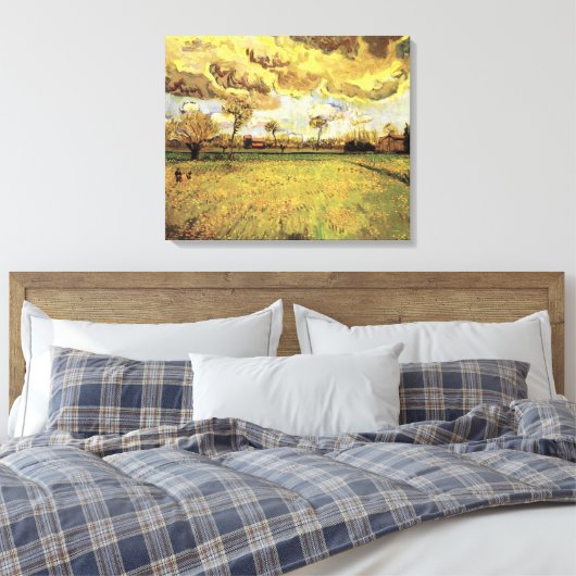 Landschap onder een Stormy Sky van Vincent van Gog Canvas Afdruk (Insitu (Slaapkamer))
