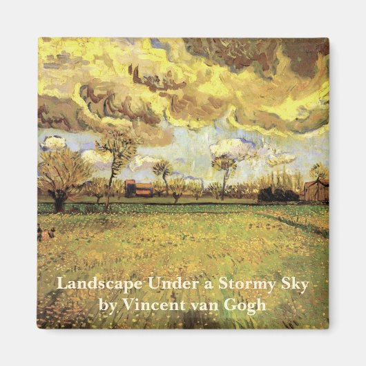 Landschap onder een Stormy Sky van Vincent van Gog Magneet (Voorkant)