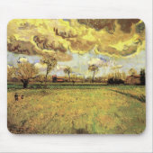 Landschap onder een Stormy Sky van Vincent van Gog Muismat (Voorkant)