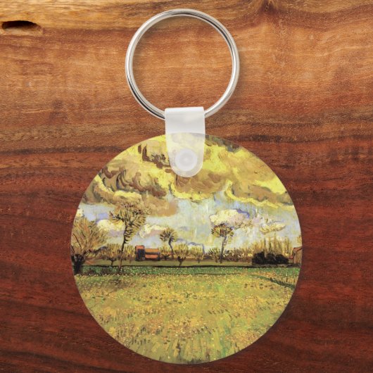 Landschap onder een Stormy Sky van Vincent van Gog Sleutelhanger (Achterkant)