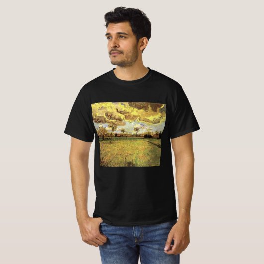 Landschap onder een Stormy Sky van Vincent van Gog T-shirt (Voorkant volledig)