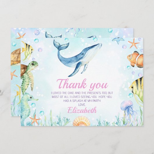 Landschap onder het Zee Verjaardag Dank u kaart (Voorkant / Achterkant)