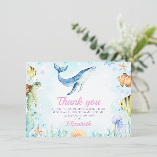 Landschap onder het Zee Verjaardag Dank u kaart (Staand voorkant)