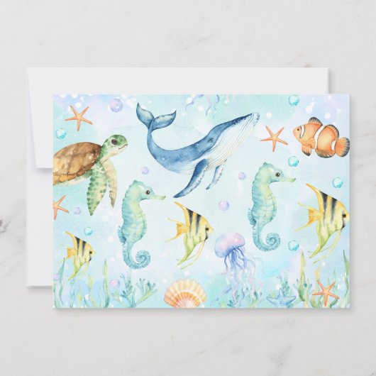 Landschap onder het Zee Verjaardag Dank u kaart (Achterkant)