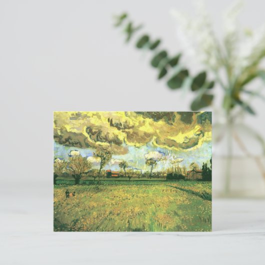 Landschap onder Stormy Sky, Van Gogh Fine Art Briefkaart (Staand voorkant)