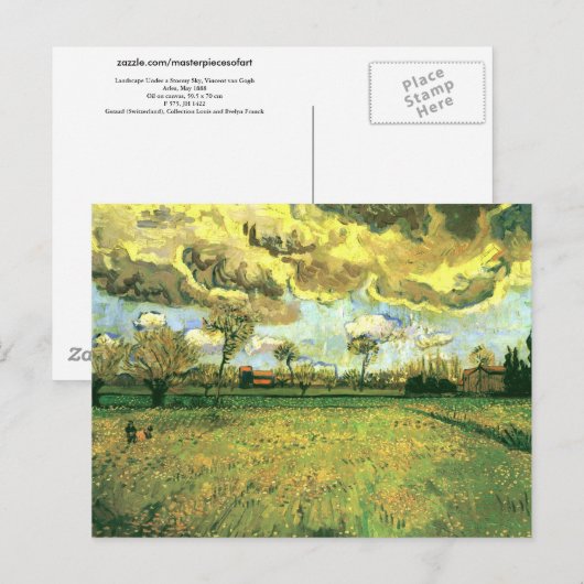 Landschap onder Stormy Sky, Van Gogh Fine Art Briefkaart (Voorkant / Achterkant)