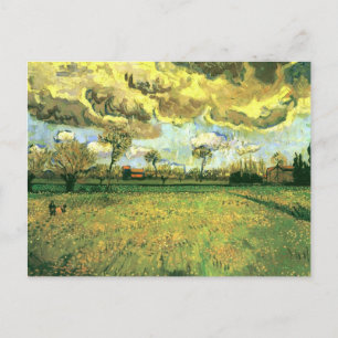 Landschap onder Stormy Sky, Van Gogh Fine Art Briefkaart