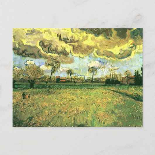 Landschap onder Stormy Sky, Van Gogh Fine Art Briefkaart (Voorkant)