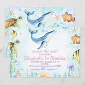 Landschap onder zeedieren 1e verjaardag kaart (Voorkant / Achterkant)