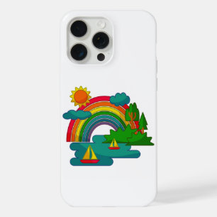 Landschap onderweg per boot onder zon wolken en re iPhone 15 pro max case