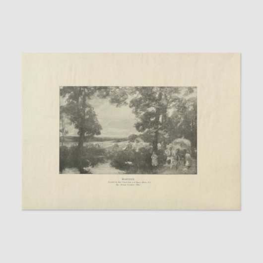 Landschap Oogst Bomen Ephemera Decoupage Tissuepapier (Voorkant)