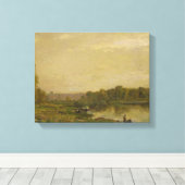 Landschap op de Oise, Charles-François Daubigny, Canvas Afdruk (Insitu (Houten vloer))