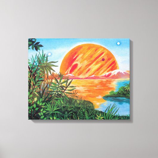 Landschap op Europa - Sci-Fi Jupiter Maan Schilder Canvas Afdruk (Voorkant)