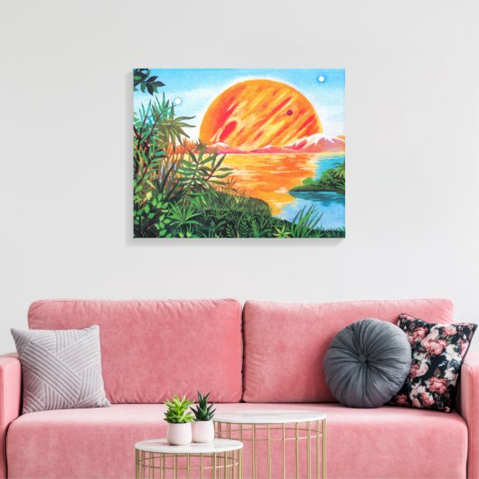 Landschap op Europa - Sci Fi Jupiter Moon Painting Canvas Afdruk (Insitu (Woonkamer))