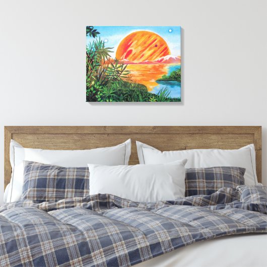 Landschap op Europa - Sci Fi Jupiter Moon Painting Canvas Afdruk (Insitu (Slaapkamer))
