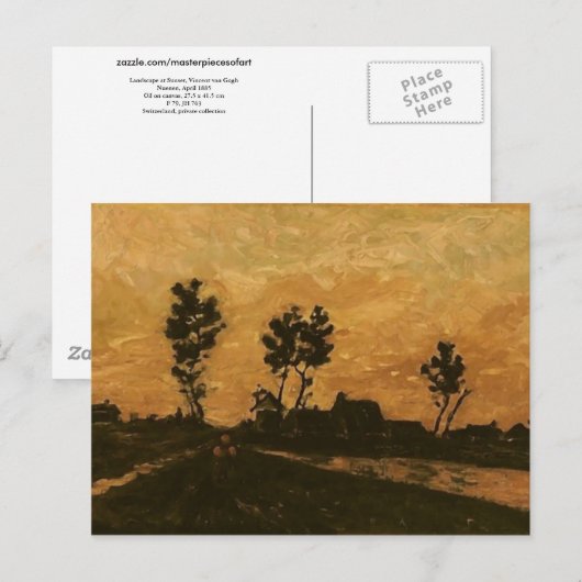 Landschap op Sunset, Van Gogh Fine Art Briefkaart (Voorkant / Achterkant)