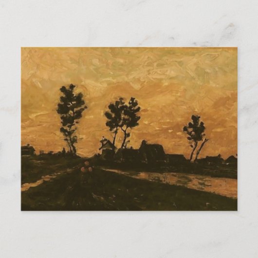 Landschap op Sunset, Van Gogh Fine Art Briefkaart (Voorkant)