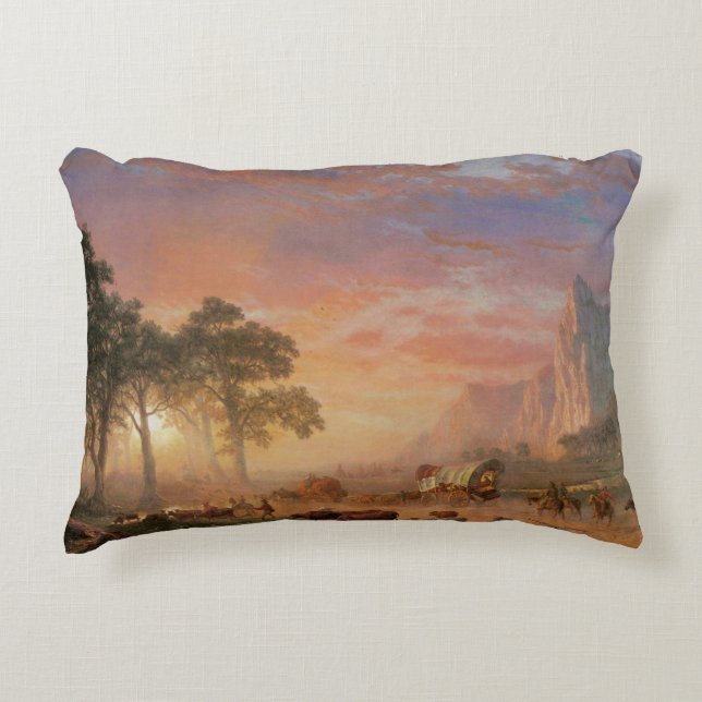  landschap, Oregon Trail van Bierstadt Decoratief Kussen (Voorkant)