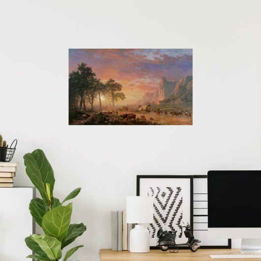  landschap, Oregon Trail van Bierstadt Poster (Thuiskantoor)
