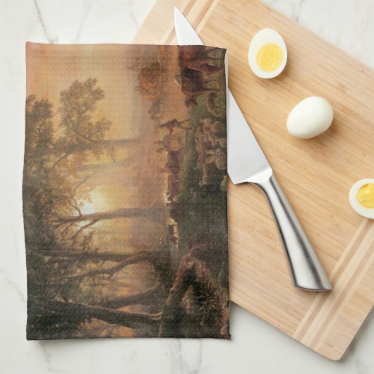  landschap, Oregon Trail van Bierstadt Theedoek (Quarter Fold)