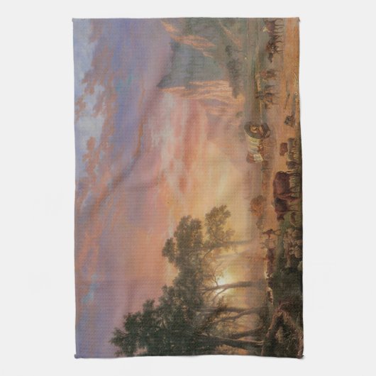 landschap, Oregon Trail van Bierstadt Theedoek (Verticaal)