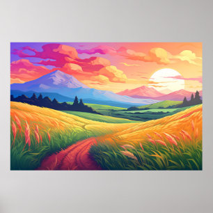 Landschap Panoramisch Prairie Landschap Natuur Poster