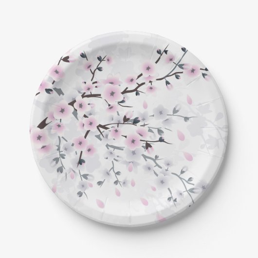 Landschap Pastel Cherry Blossom Papieren Bordje (Voorkant)