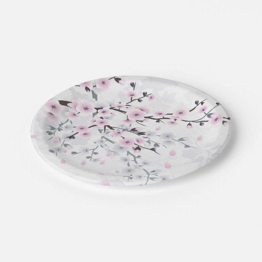 Landschap Pastel Cherry Blossom Papieren Bordje (Gekanteld)