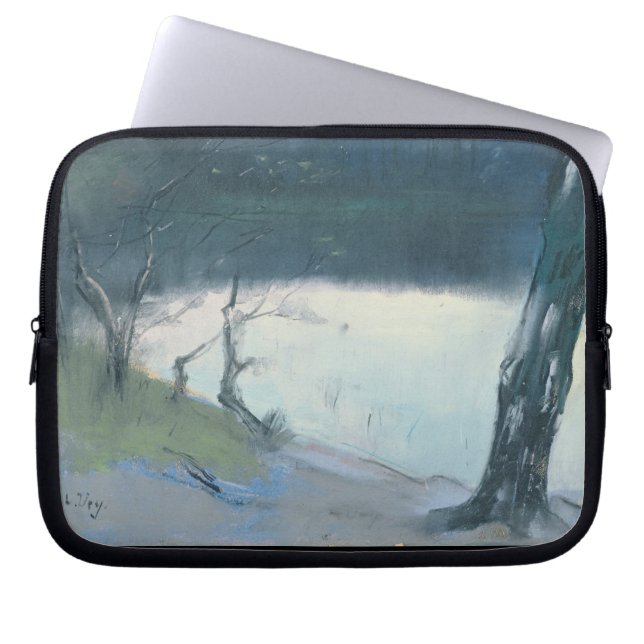 Landschap (pastel op canvas) laptop sleeve (Voorkant)