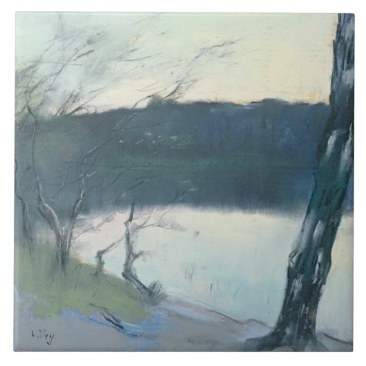 Landschap (pastel op canvas) tegeltje (Voorkant)