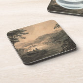 Landschap (pen en inktwas) bier onderzetter (Linkerzijde)