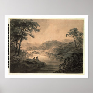 Landschap (pen en inktwas) poster