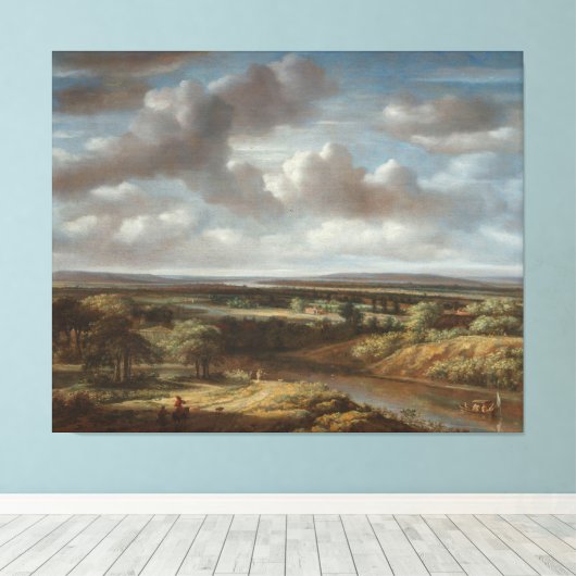Landschap, Philips Koninck, 1676 Canvas Prin (Insitu (Houten vloer))