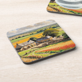 Landschap Platteland Landelijk Landschap Geïllustr Bier Onderzetter