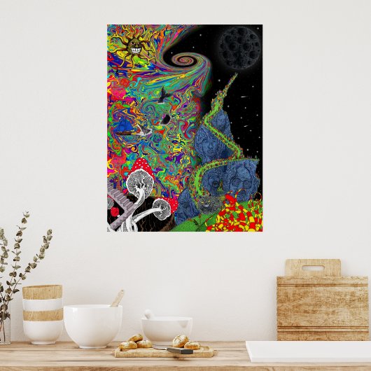 Landschap Psychedelic Poster (Keuken)