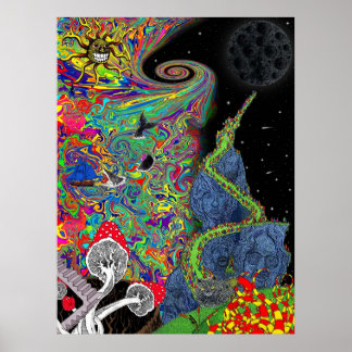 Landschap Psychedelic Poster